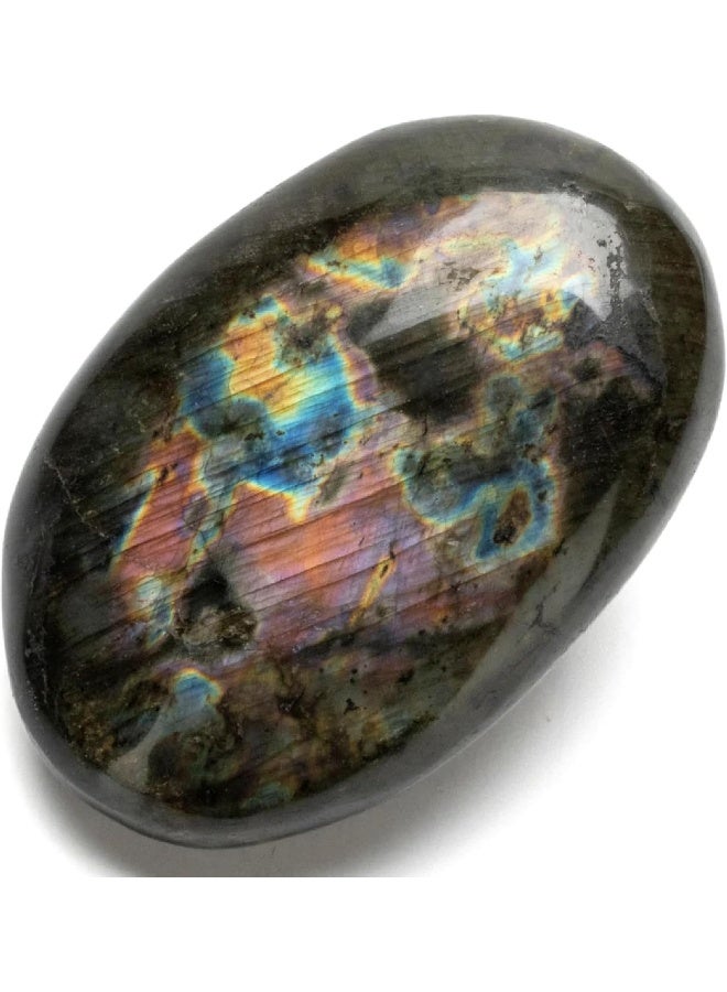KALIFANO Labradorite Palm Stone with Healing & Calming Effects - High Energy Labradorita with Information Card - Reiki Worry Crystal Used for Cleansing and Protection - Image 1